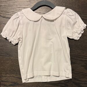 Girls' Short Sleeve Peter Pan Collar Top - White